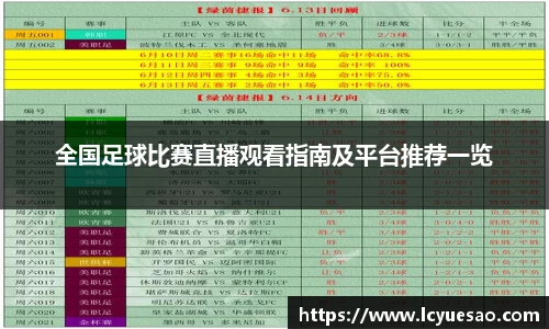 全国足球比赛直播观看指南及平台推荐一览